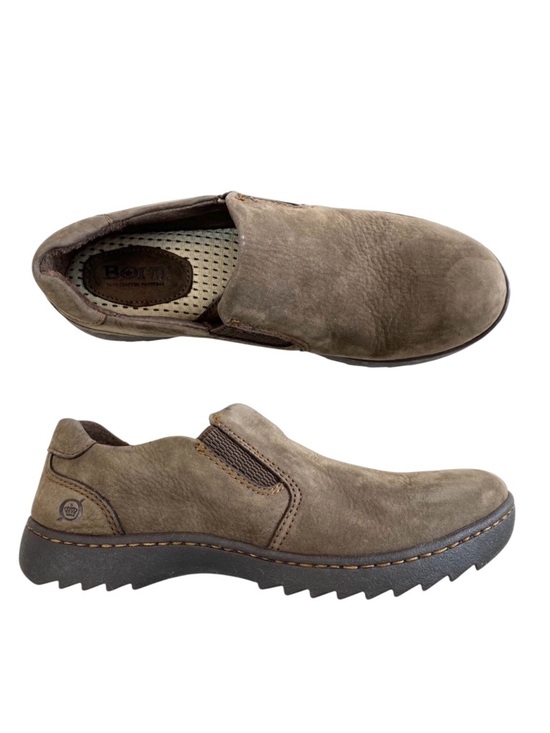 Born Shoes - Born Phoebe Nubuck Taupe Slip On Loafers